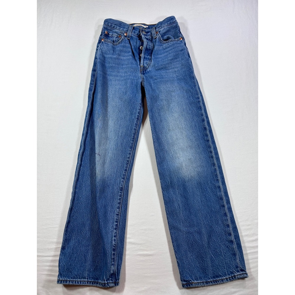 Levis Ribcage Straight Jeans Womens 25 Blue Denim High Rise 72693-0056